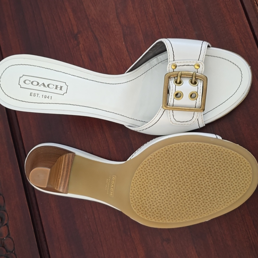 NIB Coach VINTAGE White LEATHER PENNI BABYCALF Ktten Heels 9.5 - Picture 3 of 6